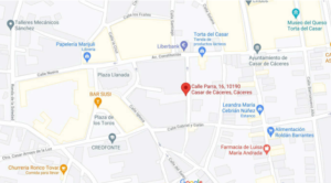mapa da área do apartamento T1 em Casar de Cáceres.